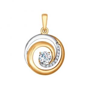 Золотая подвеска SOKOLOV с фианитом 035065 фото