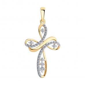 Золотая подвеска SOKOLOV с фианитом 035160 фото