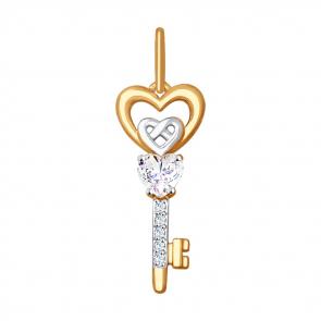 Золотая подвеска SOKOLOV с фианитом 035258 фото