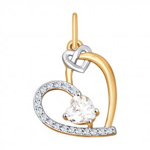 Золотая подвеска SOKOLOV с фианитом 035274 фото