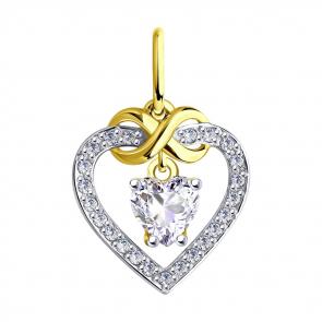 Подвеска из лимонного золота SOKOLOV с фианитом 035289-2 фото