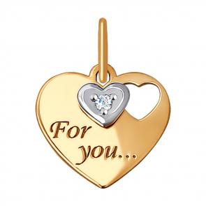 Золотая подвеска SOKOLOV с фианитом 035306 фото