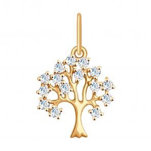 Золотая подвеска SOKOLOV с фианитом 035388 фото