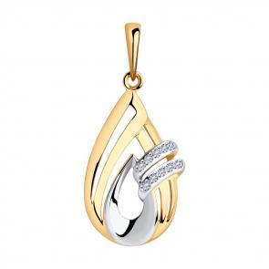 Золотая подвеска SOKOLOV с фианитом 035497 фото