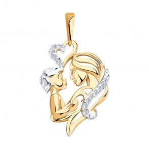 Золотая подвеска SOKOLOV с фианитом 035567 фото