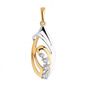Золотая подвеска SOKOLOV с фианитом 035584 фото