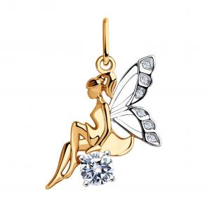 Золотая подвеска SOKOLOV с фианитом 035644 фото