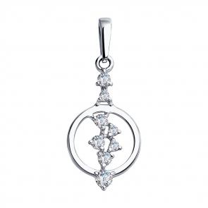 Подвеска из белого золота SOKOLOV с фианитом 035647-3 фото