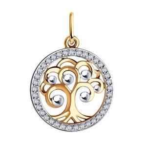 Золотая подвеска SOKOLOV с фианитом 035672 фото