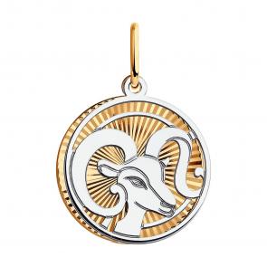 Золотая подвеска Знак зодиака Овен SOKOLOV с алмазной гранью 035699 фото