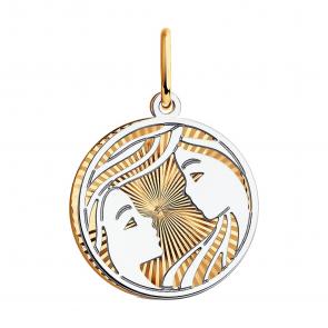 Золотая подвеска знак зодиака Близнецы SOKOLOV 035701 фото