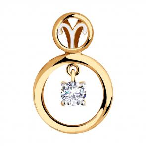 Золотая подвеска SOKOLOV с подвижным фианитом знак зодиака Овен 035862 фото