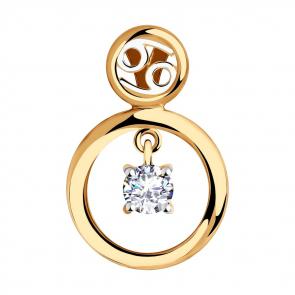 Золотая подвеска SOKOLOV с подвижным фианитом 035865 фото