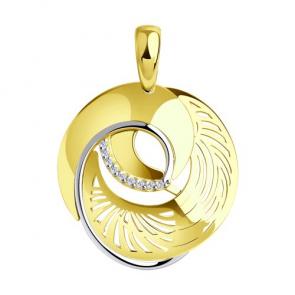 Подвеска из лимонного золота SOKOLOV с фианитом 035916-2 фото