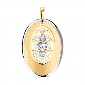 Золотая подвеска SOKOLOV с фианитом 035918 фото