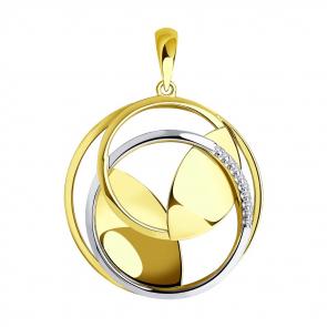 Подвеска из лимонного золота SOKOLOV с фианитом 036008-2 фото