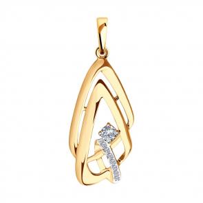 Золотая подвеска SOKOLOV с фианитом 036110 фото