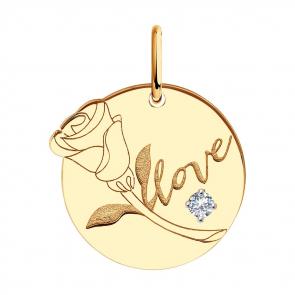 Золотая подвеска SOKOLOV с фианитом 036128 фото