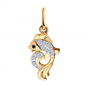 Золотая подвеска SOKOLOV с фианитом 036372 фото