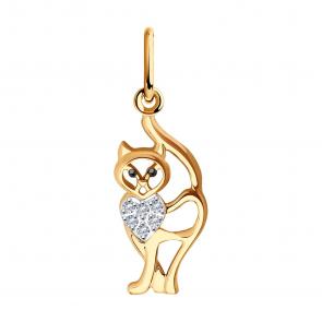 Золотая подвеска SOKOLOV с фианитом 036378 фото