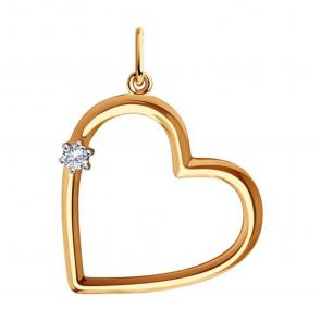 Золотая подвеска SOKOLOV с фианитом 036490 фото