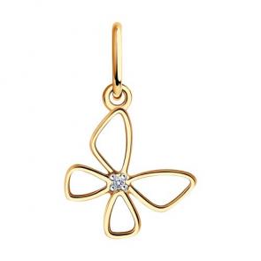 Золотая подвеска SOKOLOV с фианитом 036509 фото