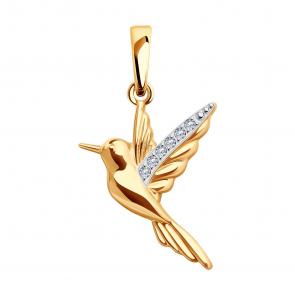 Золотая подвеска SOKOLOV с фианитом 036603 фото