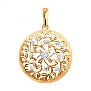 Золотая подвеска SOKOLOV с фианитом 036604 фото