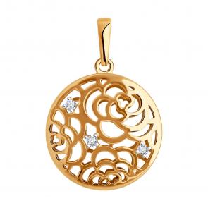 Золотая подвеска SOKOLOV с фианитом 036633 фото