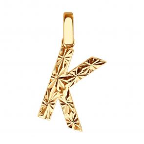 Золотая подвеска-буква К SOKOLOV 036657 фото