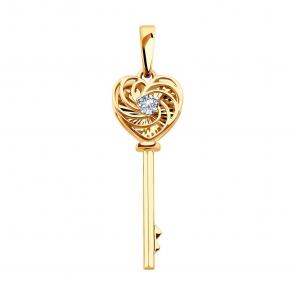 Золотая подвеска SOKOLOV с фианитом 036659 фото