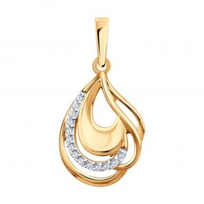 Золотая подвеска SOKOLOV с фианитом 036713 фото