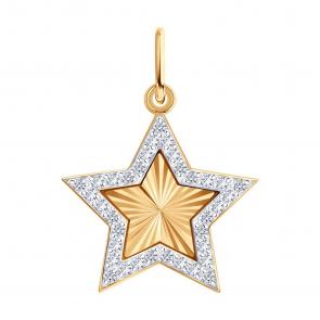 Золотая подвеска SOKOLOV с фианитом 036715 фото