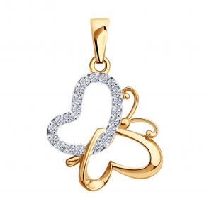 Золотая подвеска SOKOLOV с фианитом 036819 фото