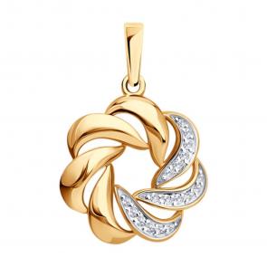 Золотая подвеска SOKOLOV с фианитом 036857 фото