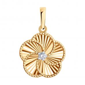 Золотая подвеска SOKOLOV с фианитом 036863 фото