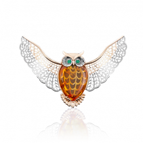 Золотая брошь-подвеска Platina с янтарем и фианитом 04-0145-00-272-1110-46 фото