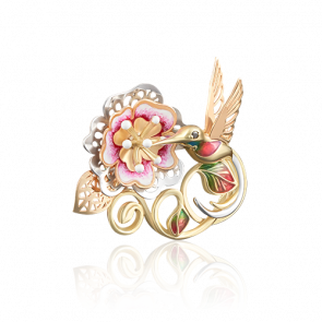 Брошь из лимонного золота Platina с фианитом и эмалью 04-0159-01-402-1130-48 фото