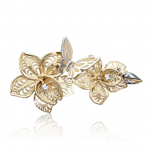 Брошь из лимонного золота Platina с фианитом 04-0168-00-401-1130-48 фото