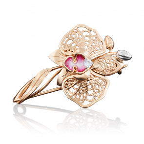 Золотая брошь Platina с фианитом и эмалью 04-0170-00-401-1110-48 фото