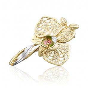 Брошь из лимонного золота Platina с фианитом и эмалью 04-0170-00-401-1130-48 фото