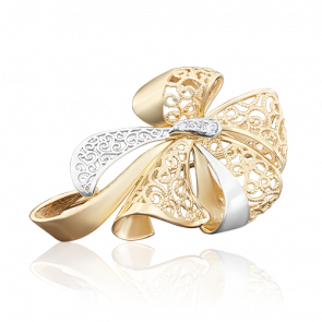 Брошь из лимонного золота Platina с фианитом и ювелирным кристаллом 04-0171-00-401-1130-48 фото