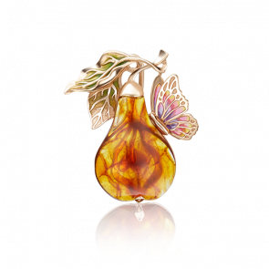 Золотая брошь Platina с янтарем и витражной эмалью 04-0183-00-271-1110-46 фото