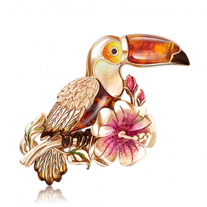 Золотая брошь Platina с янтарём и эмалью 04-0184-00-271-1110-58 фото