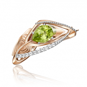 Брошь из комбинированного золота Platina с топазом и хризолитом 04-0196-00-243-1111-57 фото