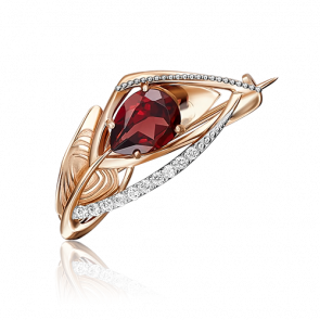 Брошь из комбинированного золота Platina с топазом и гранатом 04-0196-00-264-1111-57 фото