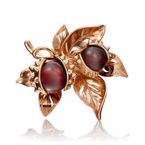 Золотая брошь Platina с янтарём 04-0197-01-271-1110-46 фото