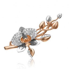Брошь из комбинированного золота Platina с фианитом 04-0214-00-401-1111-48 фото