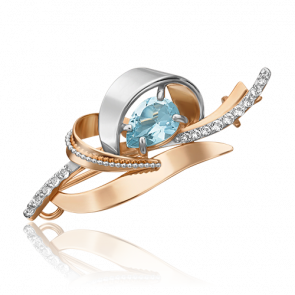 Брошь из комбинированного золота Platina с топазом 04-0219-00-201-1111-57 фото