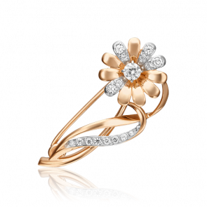 Золотая брошь Platina с фианитом 04-0241-00-401-1110-03 фото